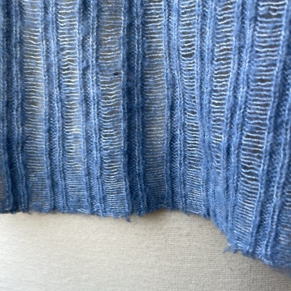 Blue Ribbed Women's Sweater - Picture 6 of 7